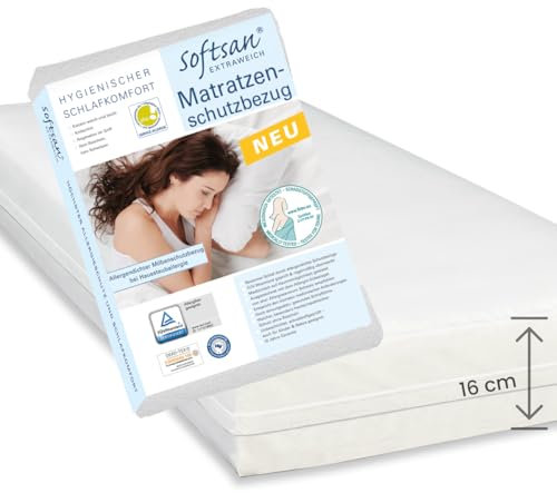 Softsan Extraweich Allergiker Matratzenbezug milbendicht 90x200 cm, Höhe 16 cm, Encasing zum Milbenschutz für Hausstauballergiker milbenkotdicht