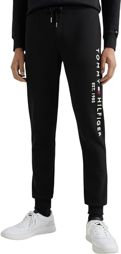 Tommy Hilfiger Pantaloni da Jogging Uomo Pantaloni Felpati, Nero (Black), L