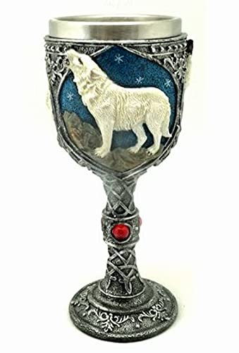 Osiris Trading UK Howling Wolf Goblet Chalice Gothic Decor Full Moon Medieval Style Ornament