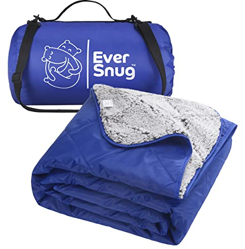 EverSnug Sherpa wasserdichte Campingdecke – extra warme und große Sherpa-Fleece-Outdoor-Decke (blau)