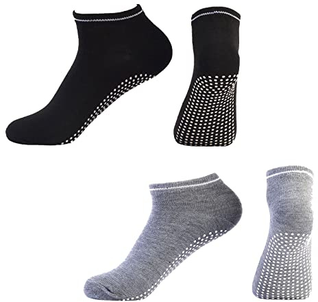 GHEART Chaussettes Antidérapantes pour Yoga, Pilates, Barre, Ballet, Danse, Exercice Pieds Nus - 2 Paires pour Femmes et Hommes