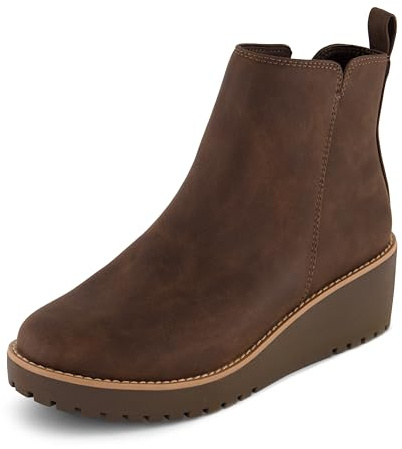 CUSHIONAIRE Women's Ilena wedge boot +Memory Foam, Wide Widths Available, Brown 8 W