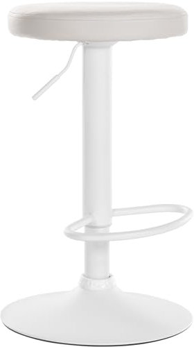 CLP Barhocker Ponte Kunstleder I Höhenverstellbarer Stuhl, Farbe:weiß, Gestell Farbe:weiß