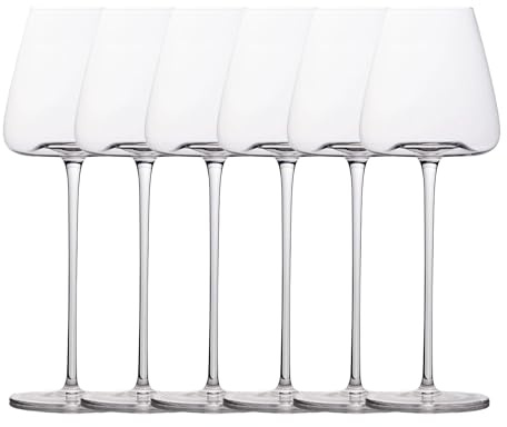 INTIRILIFE 6x Bicchiere da vino con design moderno - Capacità di 500 ml - Bicchiere da vino rosso vino bianco, calice, lavabile in lavastoviglie, vetro di cristallo, resistente agli urti
