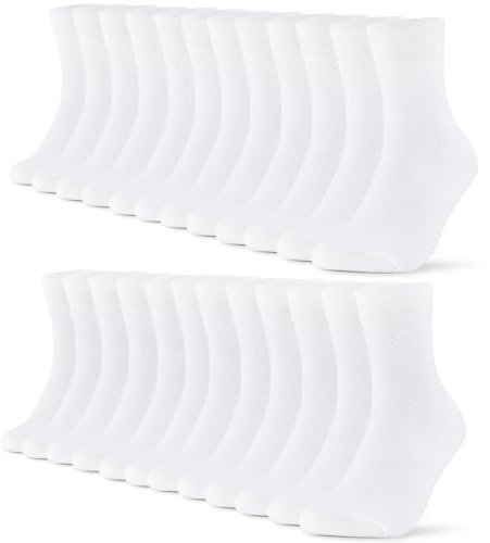 FALARY Socken Herren 43-46 Weiß Weisse Socks Damen Baumwolle Sportsocken Herrensocken 12 Paar Sport Socks Atmungsaktive Business Socken