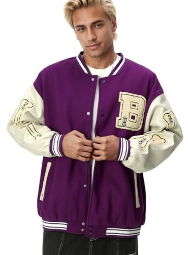 Covisoty Chaqueta de Béisbol para Hombre Chaqueta Universitaria Deportiva Abrigos Hombres Mujeres College Jacket de Sudor Clásico Bordado Chaqueta