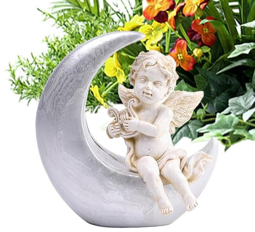 zwxqe Engel Statuen für Garten, Friedliche Engelsfigur, Outdoor Engel Gartendeko, Wasserdichte Gartenengel Statue, Deko Engel für Hof, Betende Engel Figur, Ruhiger Gartenengel