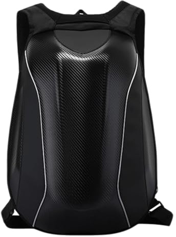 Mochila de fibra de carbono para motocicleta, bolsa de casco de locomotora de doble hombro, bolsa rígida, impermeable y reflectante, color negro., Negro -, 560*370*200mm, 100%