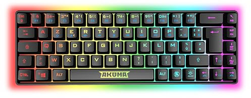 Akuma Shonen T03 – Clavier Gaming 65% TKL AZERTY FR – RGB Programmable, 19 Anti-Ghosting, Membrane Silencieuse – USB pour PC/PS4/PS5