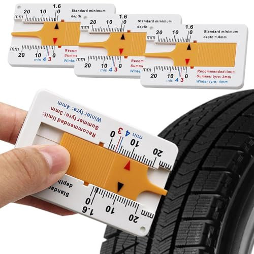 Set di 4 misuratori di profondità in plastica portatili, 0 – 20 mm di spessore preciso per auto, camion, moto, furgone, SUV