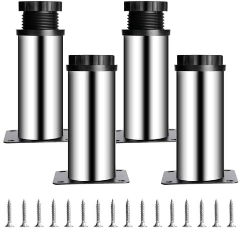 4 Pcs 10cmPatas para Muebles Regulables, Patas Regulables para Muebles, Pies Niveladores Ajustables 0-10mm, pPatas de Armario, Patas Nivelador para Mesa Sillas Sofá Escritorios Cama Pies