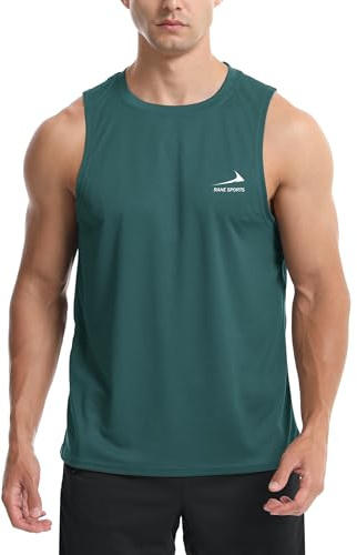 Men's Sleeveless Tank Top Running Gym Quick-Drying Vest Sports T-Shirt 01 Deep Green L