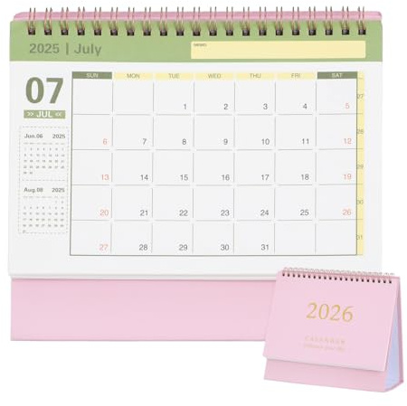 DIYEAH Calendrier Bureau 2026 Rose Petit Calendrier De Bureau 2025-2026 Agenda Mensuel Pour Planification Quotidienne Maison
