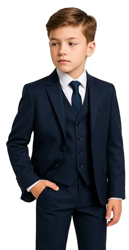 SIRRI Boys Tailored Fit Dark Navy Suit Wedding Prom Formal 3-Piece Set Size 15 Years