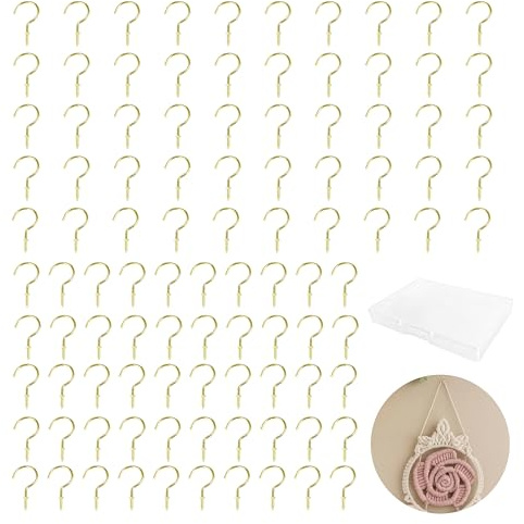 100 pezzi piccoli ganci a vite, 1/2 pollici occhio vite gancio da soffitto mini vite gancio piccolo gancio vite vite gancio tazza vite gancio vite gancio con scatola per piante appese decorazioni