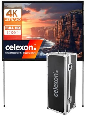celexon Mobil Expert Rückprojektion Falt-Rahmen-Leinwand 180 | 366x274 cm 4:3 | transportable 4K, Full-HD Projektionsfläche mit Standgerüst für Ihren Outdoor- & Heimkino-Beamer | inkl. Roll-Koffer