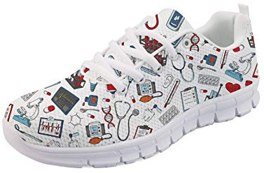 POLERO Nurse - Zapatillas de Mujer para Enfermera, Ligeras, para Correr, Caminar, Malla, Planas, para Tenis, para Mujer, Deportes, Apartamentos, 36 EU, Blanco
