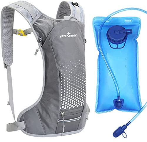 6L Wasserdichtes Fahrrad Radfahren Rucksack mit 2L Wasserblase, Hydration Pack mit Helm Organizer Tasche für Radfahren Reiten Laufen Joggen Wandern (Grau)