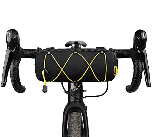 Rhinowalk Bolsa para Manillar de Bicicleta, Bolsa Delantera para Bicicleta Fram Storage Roll Bag Mountain Road Bikes Commuter Shoulder Bag Ciclismo Accesorios-Negro