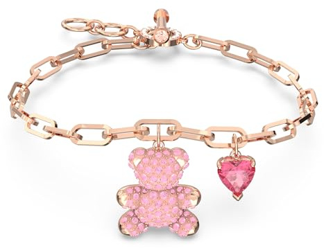 Swarovski Teddy Armband, Bär, Rosa, Roségold-Legierungsschicht