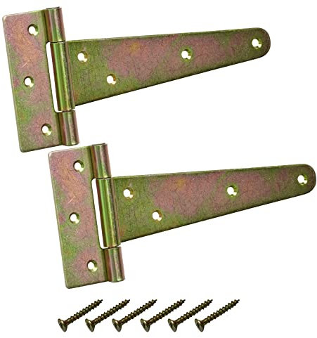 BRESKO Kreuzgehänge verzinkt Scharnier Torband Türband Ladenband T-Scharniere T-Bänder 2er Set mit Schrauben (200x50x110 mm)