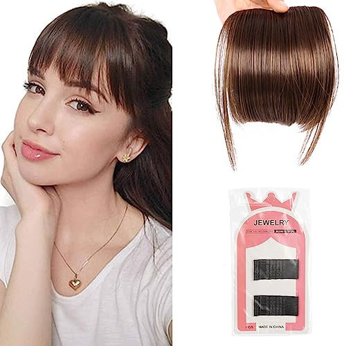 Haarspange für Kunsthaar, SW65-2/30,Fringe Bangs Extension Front Hair,Fransen Haarspange in Pony,One Piece Clip in Pony,Extensions Natürliche Bangs,Bangs Clip Haarverlängerung Haarteil,Rotbraun,1pc