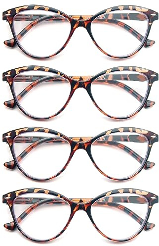 HEEYYOK Gafas de Lectura Mujer +2.00 con Visión Ultra Nítida Especiales para Lectura.Montura Ligera, Anteojos Para Leer Moda Ojo de Gato，Con estampado de flores