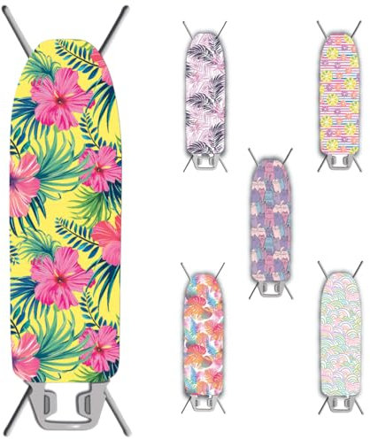 Ka' Mia Copriasse da Stiro Universale con Elastico per Assi da Stiro Fino a 130-40cm - Tessuto 100% Cotone e Mollettone 100% Poliestere - Made in Italy (Hawaii)