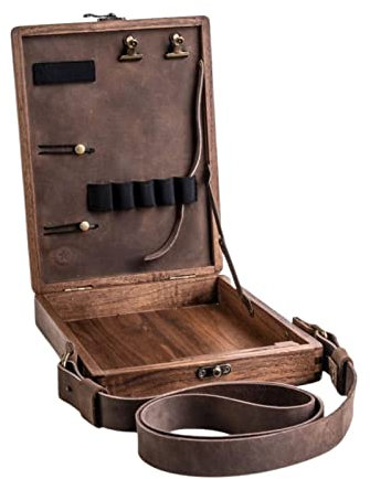 Caja de Cartero de Madera - Escritura Portátil, Almacenamiento de Pinceles y Herramientas de Artista | Bolso de Hombro Retro A5