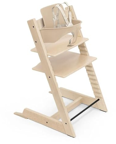 Stokke Tripp Trapp High Chair 2, Natural - Includes Chair + Baby Set with Removable Harness for Children 6-36 Months - Adjustable, Ergonomic & Easy to Clean