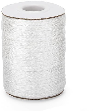 KINGLAKE 1.5mm White Nylon Cord, 100 Yard Braided Nylon String Roman Venetian Blind Cord Pull Cord Picture Hanging Cord for Repairing Blind,Beading,Bracelet,Jewelry Making,Necklace, Crafts,Gardening