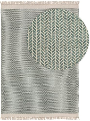 benuta Pure Wollteppich Kim - Mint 200x300 cm - Baumwolle,Wolle - Rechteckig & im Style: Ikat, Hygge & Cozy, Minimalistisch - Pflegeleicht für Wohnzimmer Schlafzimmer