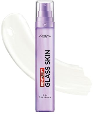 L'Oréal Paris - Soin Éclat Lissant Visage – Crème Liquide Hydratation glass skin - À l'Acide Hyaluronique & Vitamines B5 et Cg + B3 - Tous Types de Peau - Revitalift Filler Glass Skin - 50 ml
