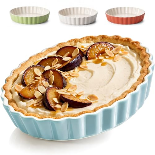 Praknu Quicheform Keramik 28 cm - Rund Bakform med Hög Kant för Paj & Tarte - med Non-stick-beläggning - Rep- och Skärresistent - Enkel att Rengöra - Tarte Tatin-form