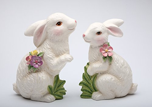 StealStreet SS-CG-10280, 7.25 Inch Porcelain Painted White Bunny Figurines, Set of 2
