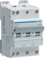 disjoncteur hager - 3 pôles + neutre - 6a - 6ka - courbe c - vis / vis