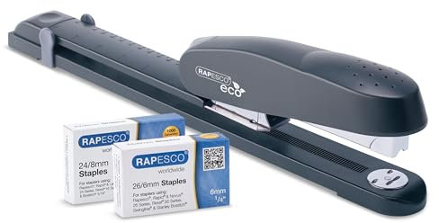 Rapesco 1480 ECO 790 Hochleistung Langarm-Heftgerät mit 2000 Heftklammern, 50 Blatt Kapazität, Anthrazit