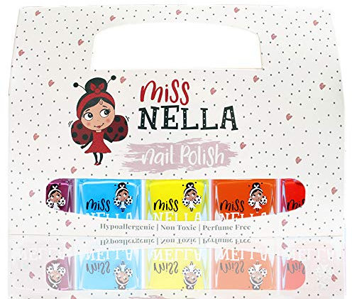 Miss Nella Sommerzeit Special - 5er Pack Kinder Nagellack mit Peel-off-Formel auf Wasserbasis Non-Toxic - Nagellack für Kinder