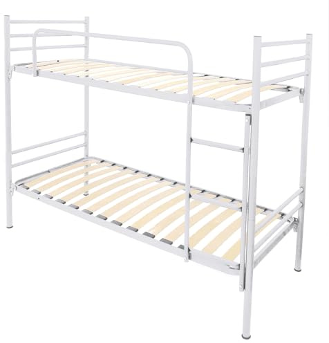 Filoben Letto a Castello per Adulti e Bambini Style Moderno 200x80 in metallo con 2 Rete Letto 80x190, Scomponibile 2 lettini (Letto Bianco)