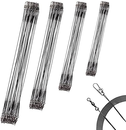 40pcs Premium Fishing Leaders - Upgrade Stainless Steel, High-Strength Saltwater & Freshwater Leaders, 4 Sizes: 6/8/10/12 Inches (Black)