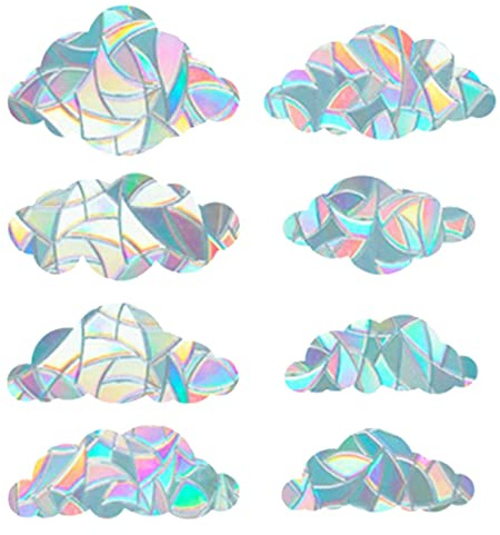 GORGECRAFT 8Pcs Large Rainbow Window Clings 3D Decorative Window Film Cloud Shape Anti-Collision Stickers Door Static Cling for Kitchen Dining Room Bedroom
