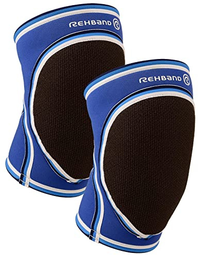 Rehband Knieschoner für Volleyball oder Handball, 7mm Neopren Sport Knieschützer, gepolsterte Kniebandage mit anatomischer Passform für Damen & Herren, Farbe:Blau - 1 Paar, Größe:XXL