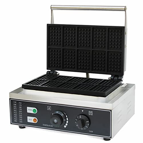 1 500 W kommersiell elektrisk våffeljärnsmaskin, självhäftande stekpannor, våffelmakare, 50 ~ 300 ℃ non-stick-stekpanna, våffelmaskin, kommersiell muffin-make