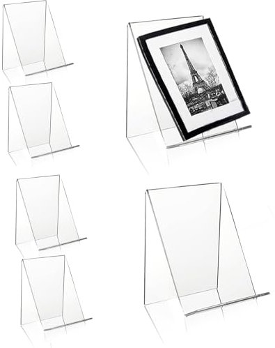 6 Pack Acrylic Book Display Stand, Clear Book Holder, Transparent Acrylic Table Stand for Books, Photos, Brochures, Pictures