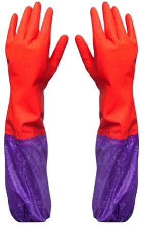 Mobestech Guantes De Limpieza Para Lavavajillas Guantes Largos De Goma De Invierno Con Forro De Algodón Guantes Antideslizantes Para El Hogar Para Jardinería Lavandería Lavado De Ropa