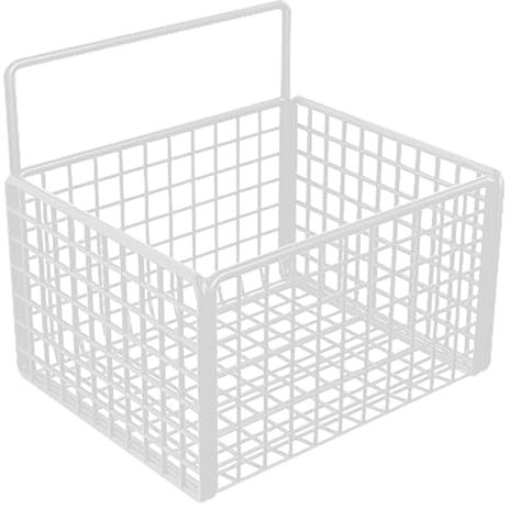 Cesta de Almacenamiento Montada en la Pared,Cesta de Metal de Alambre de Acero Resistente,Cesta de Almacenamiento para Colgar en la Pared del Gabinete,Organizador de Almacenamiento Rústico(Blanco)