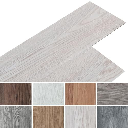 INMOZATA PVC Bodenbelag 5.01m² Vinylboden Selbstklebend Wasserdichte Bodenaufkleber für Küche Bad Haus Bodenfliese, 91.5 X 15.2CM, Weiß Grau