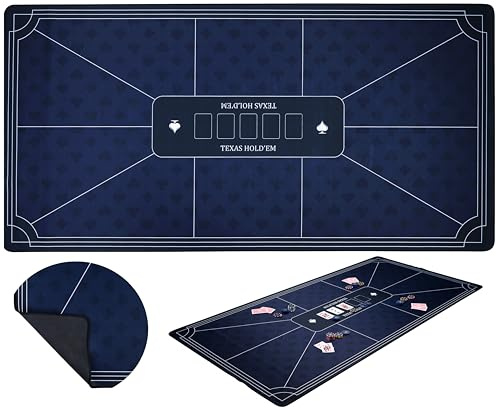 Engelhart Tapis de Poker Texas Hold’em 180 x 90 cm Bleu 320997
