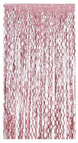 Lametta-Vorhang, Party-Hintergrund, S-Form, Roségold, Glitzerfolie, Fransenvorhang, Folie, Seidenschlangen, Laservorhang, Hintergrund, Lametta, metallisches Lametta, Türhänger, Geburtstag, Neujahr,