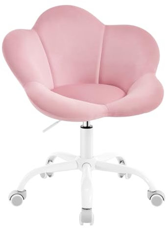 WOLTU Kinder Schreibtischstuhl, Schminktisch Stuhl, Bürostuhl, ergonomisch, höhenverstellbar, Samt, für Kinderzimmer, Homeoffice, Hellrosa